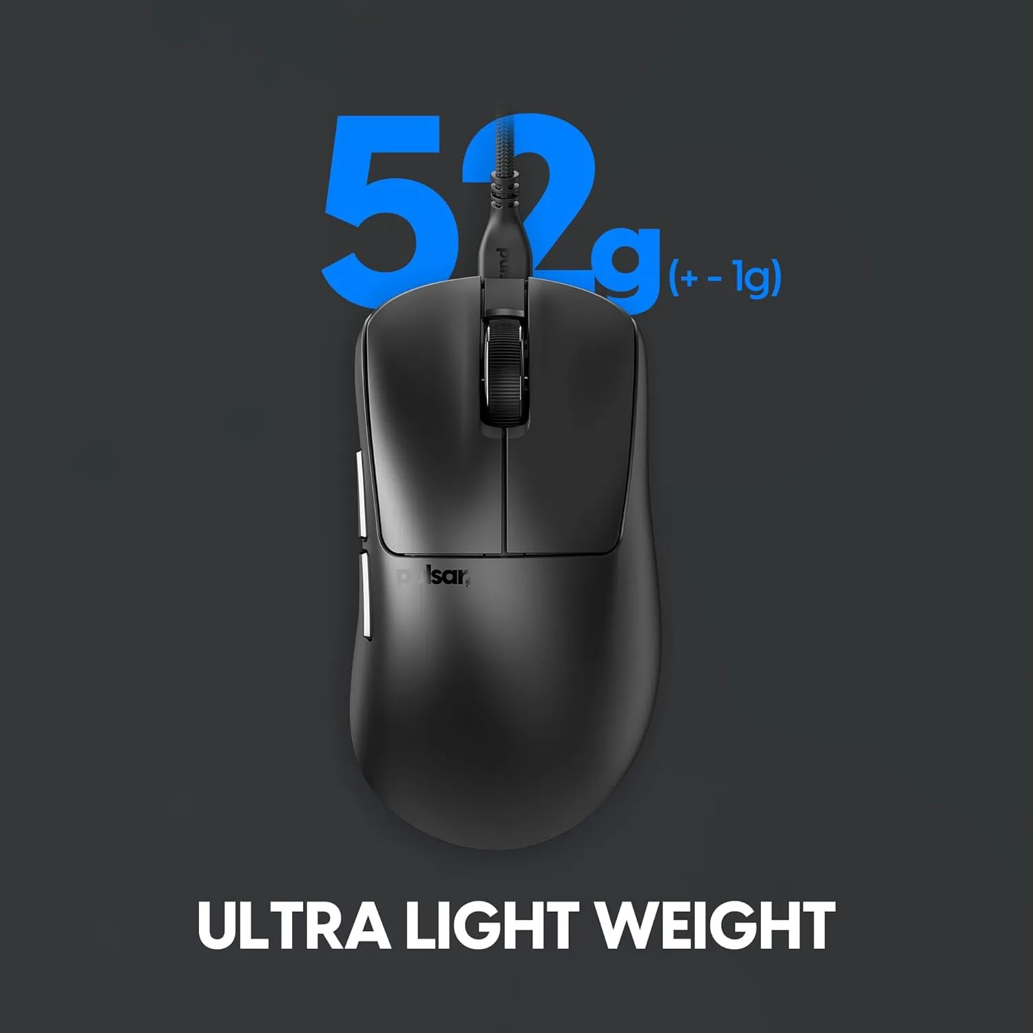 Pulsar Gaming Gears Xlite Wired Gaming Mouse, Ultra Lightweight 1.83 oz (52g), Ergonomic, Optical Switch, 26000 DPI, Motion Sync, PAW3395 Sensor (Medium, Wired, Black)