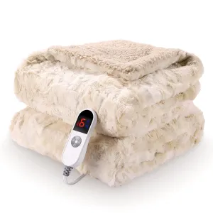 "Cozy Tie-Dye Electric Throw Blanket - Faux Fur, 6 Heat Levels, LED Display"