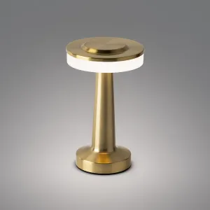 Radiance LED Cordless USB-C Re-Chargeable Desk Lamp, 5200mAh Battery Operated with 3 Color Temperature 2700K-3000K-3500K and Fingertip Touch On/Off Plus Dimming in Satin Brass