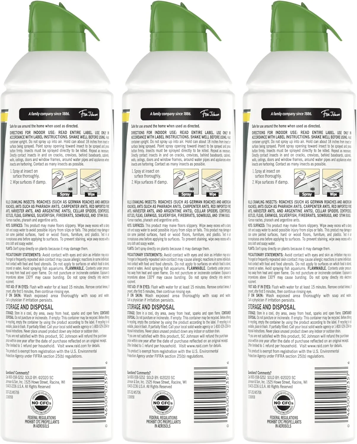 Raid Essentials Ant Spider, and Roach Killer Aerosol Spray, Child & Pet Safe, Kills Insects Quickly, for Indoor Use, 10 oz (Pack of 3)