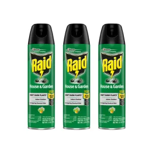 Raid House and Garden Insect Killer Insecticide Aerosol Spray - 11 Oz. (Pack of 3)