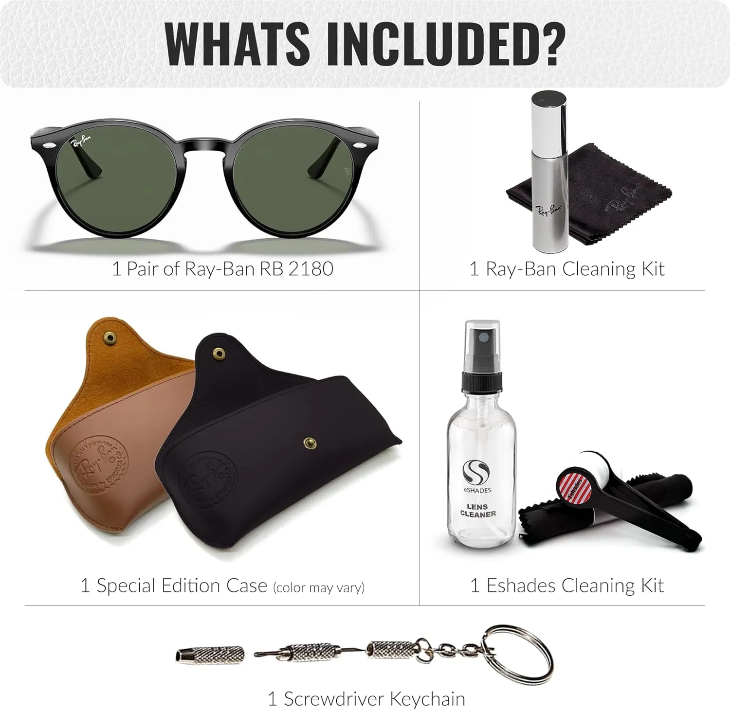 Ray-Ban RB2180 Round Shape Sunglasses for Men & Women With Eyewear Kit Bundle - Timeless Classic Sunglasses