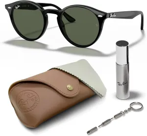 Ray-Ban RB2180 Round Shape Sunglasses for Men & Women With Eyewear Kit Bundle - Timeless Classic Sunglasses