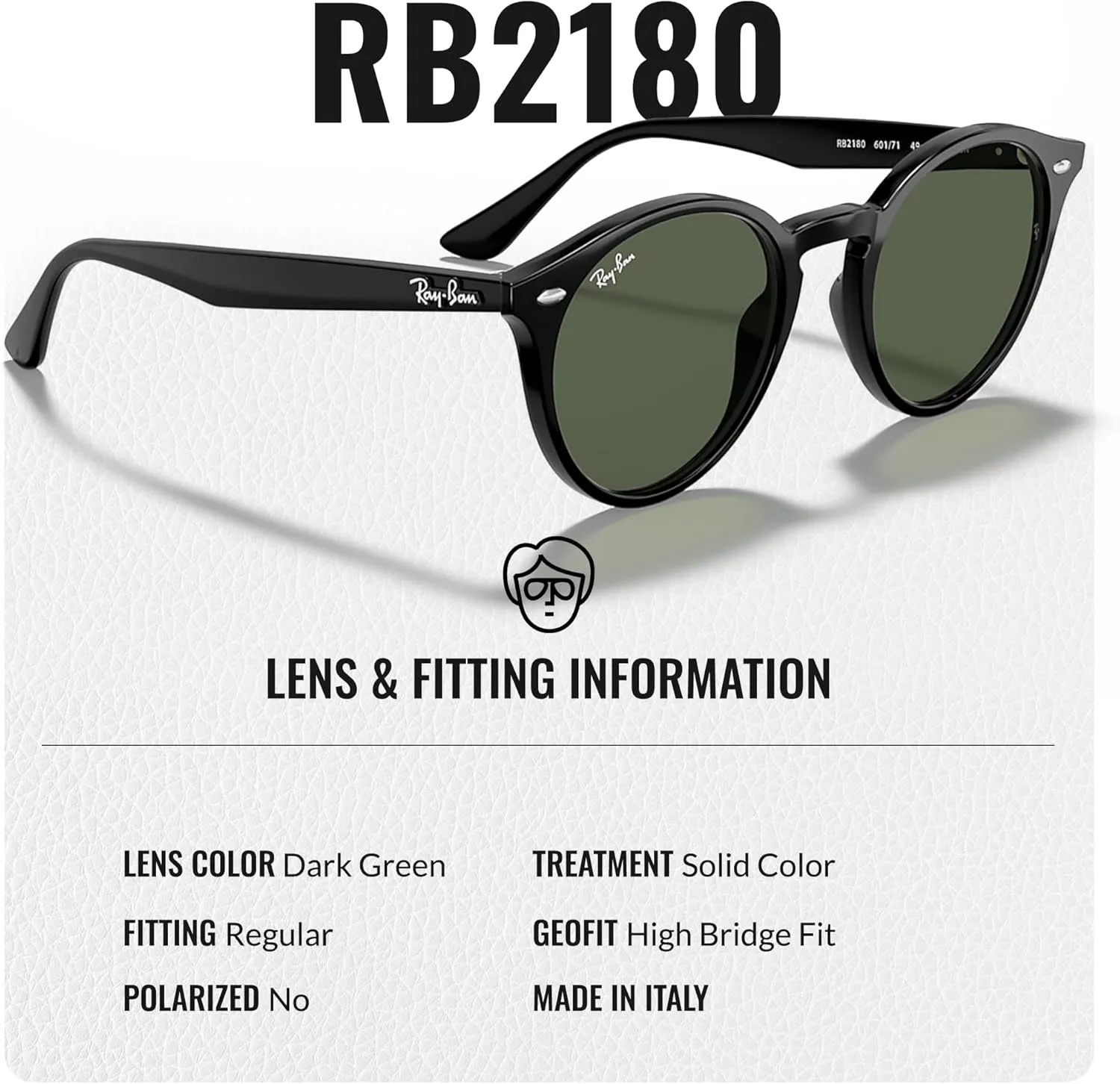 Ray-Ban RB2180 Round Shape Sunglasses for Men & Women With Eyewear Kit Bundle - Timeless Classic Sunglasses
