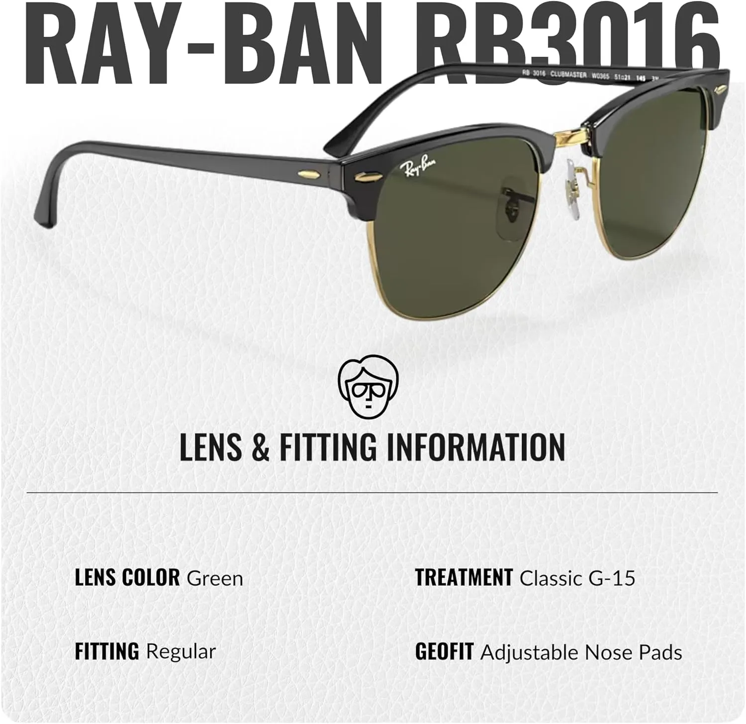 Ray-Ban RB3016 Clubmaster Classic Square Shape Sunglasses With Eyewear Kit Bundle - High Bridge Fit -Casual Square Sunglasses