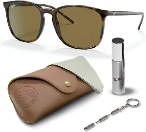 Ray-Ban RB4387 Square Shape Sunglasses for Men & Women With Eyewear Kit Bundle- Timeless Classic Sun Glasses
