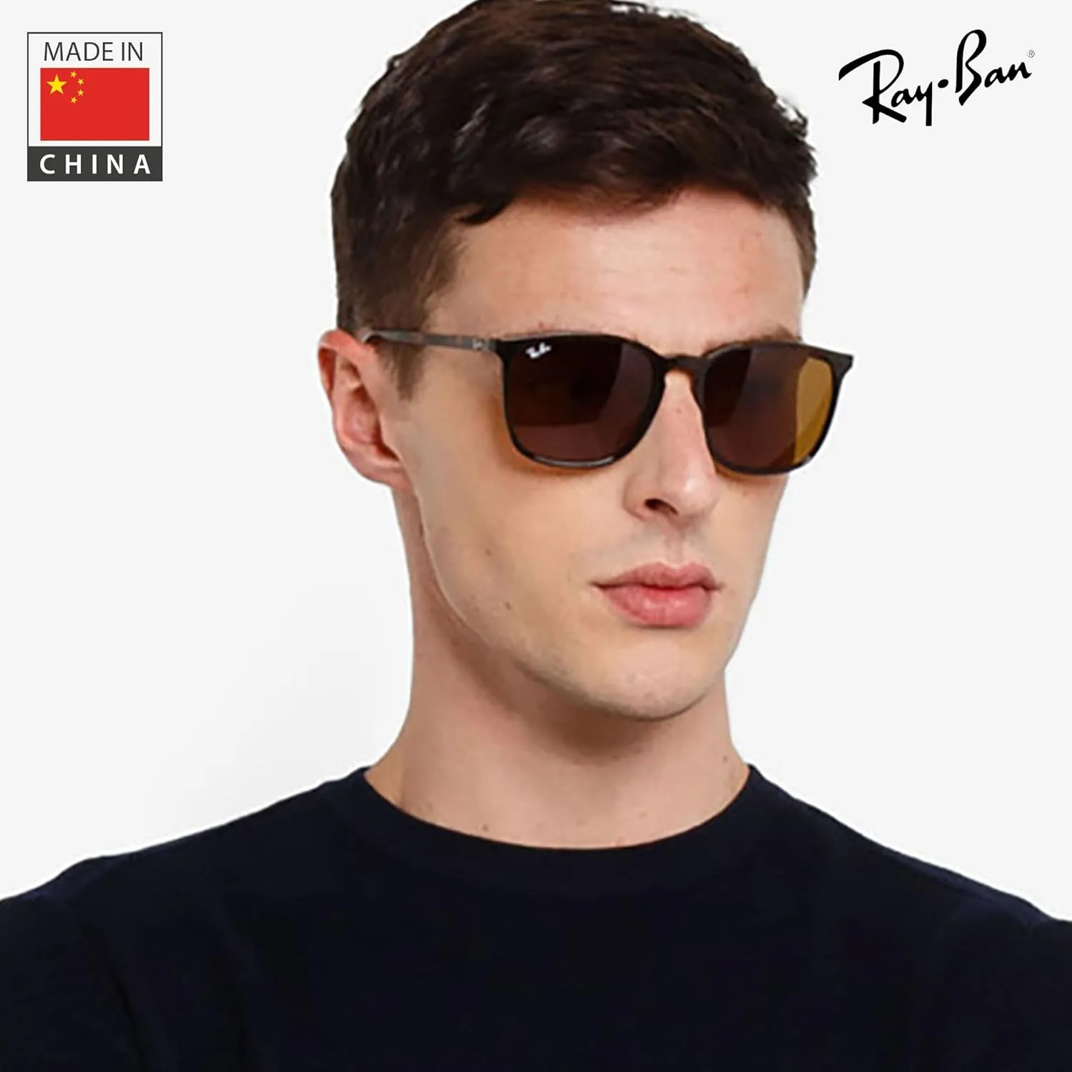 Ray-Ban RB4387 Square Shape Sunglasses for Men & Women With Eyewear Kit Bundle- Timeless Classic Sun Glasses