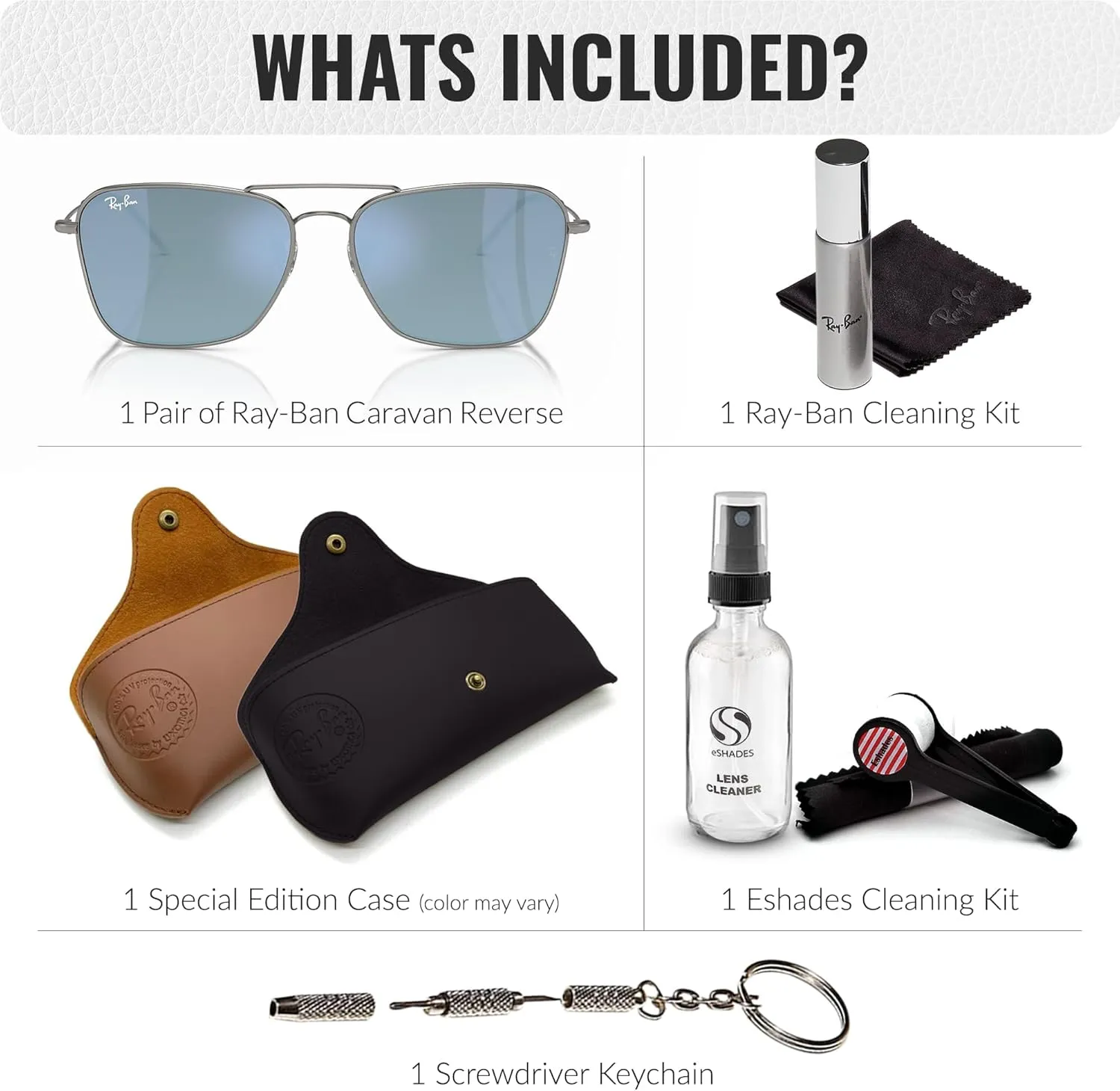 Ray-Ban RBR0102S Caravan Reverse Square Shape Sunglasses for Men and Women With Eyewear Kit Bundle - Designer Sunglasses