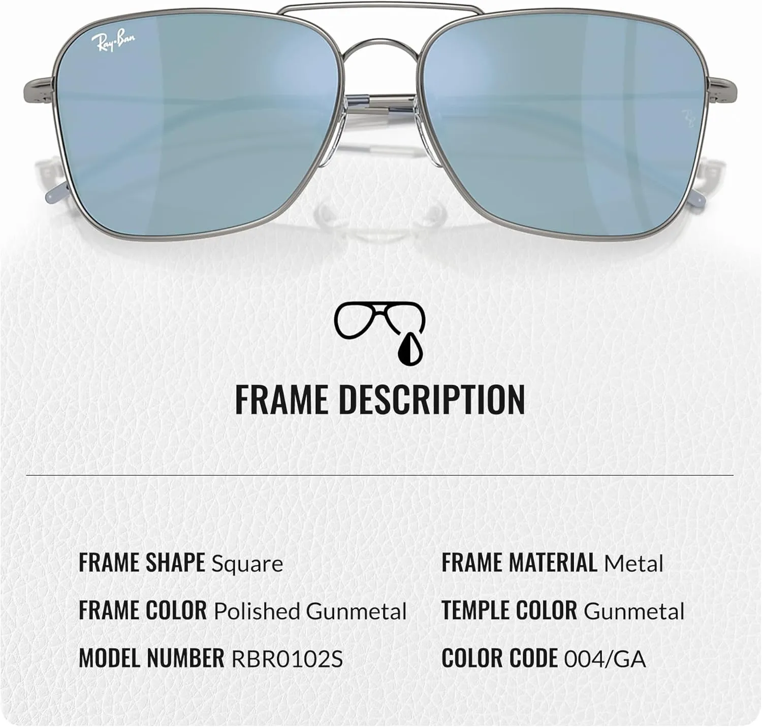 Ray-Ban RBR0102S Caravan Reverse Square Shape Sunglasses for Men and Women With Eyewear Kit Bundle - Designer Sunglasses