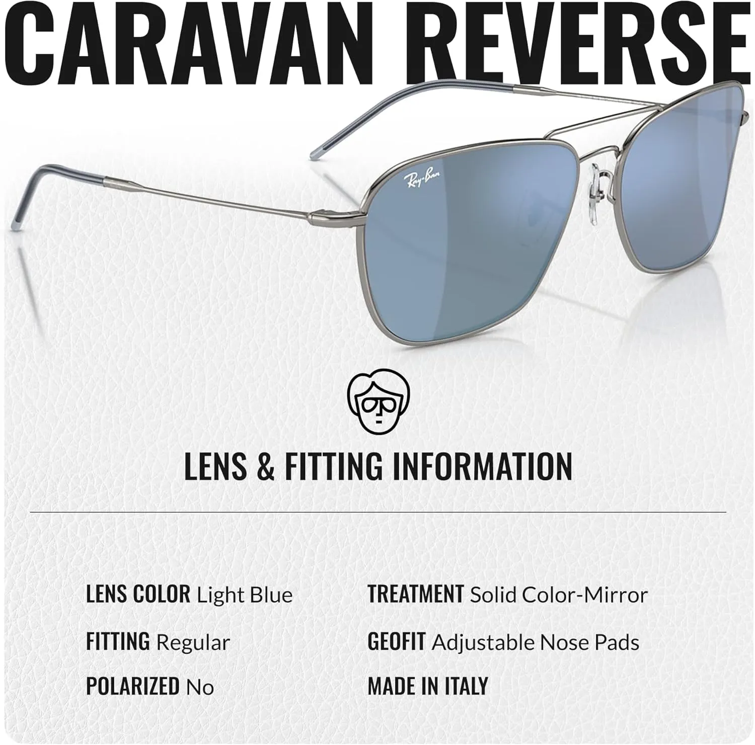 Ray-Ban RBR0102S Caravan Reverse Square Shape Sunglasses for Men and Women With Eyewear Kit Bundle - Designer Sunglasses