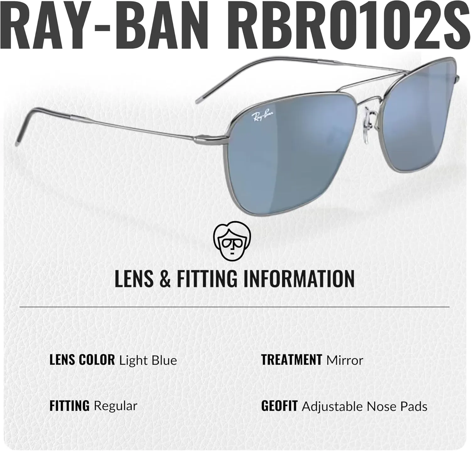 Ray-Ban RBR0102S Caravan Reverse Square Shape Sunglasses for Men and Women With Eyewear Kit Bundle - Designer Sunglasses