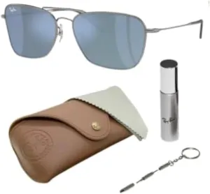 Ray-Ban RBR0102S Caravan Reverse Square Shape Sunglasses for Men and Women With Eyewear Kit Bundle - Designer Sunglasses