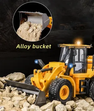 RC Bulldozer Metal Alloy Remote Control Dozer Engineering Car Loader Bulldozer Electric Remote Control Toy 2.4G Model Car Light Heavy Duty Equipment 1/16 Adult Gift