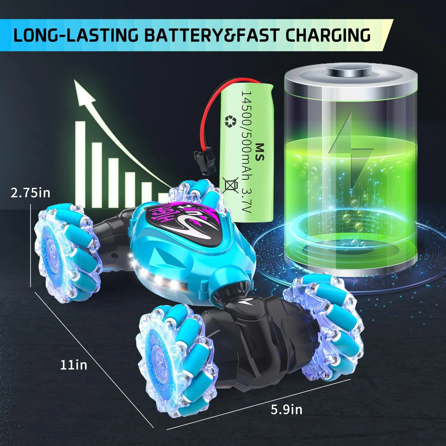 RC Cars, 2.4Ghz 4WD New Gravity Gesture Sensing Remote Control Car Toys, RC Stunt Twist Car Toys for 6-12 yr Boys & Girls, RC Drift Car with Light Music Best Gift for Kids Age 7 8 9 10 11 yr
