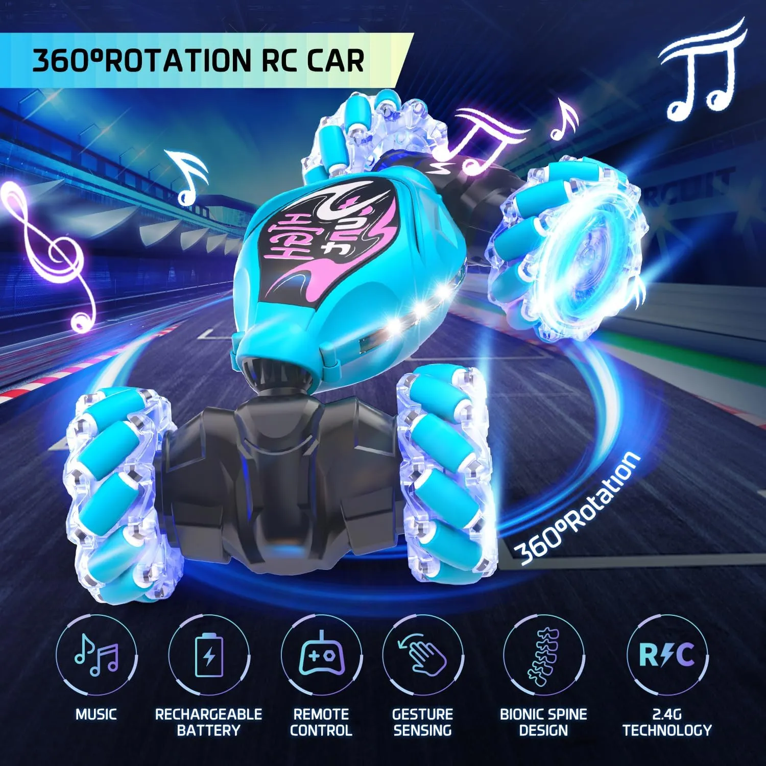 RC Cars, 2.4Ghz 4WD New Gravity Gesture Sensing Remote Control Car Toys, RC Stunt Twist Car Toys for 6-12 yr Boys & Girls, RC Drift Car with Light Music Best Gift for Kids Age 7 8 9 10 11 yr