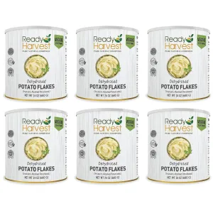 Ready Harvest Dehydrated Food Potato Flakes for instant mashed potatoes | Camper Must-Haves Camping Essentials | Hurricane Preparedness Items, Survival Food, #10 Can | 25-Year Shelf Life | 6 Cans