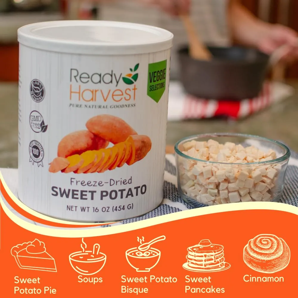 Ready Harvest Freeze-Dried Sweet Potatoes | Camper Must-Haves Camping Essentials | Hurricane Preparedness Items As Survival Food | Pantry Staples | #10 Can | 25-Year Shelf Life