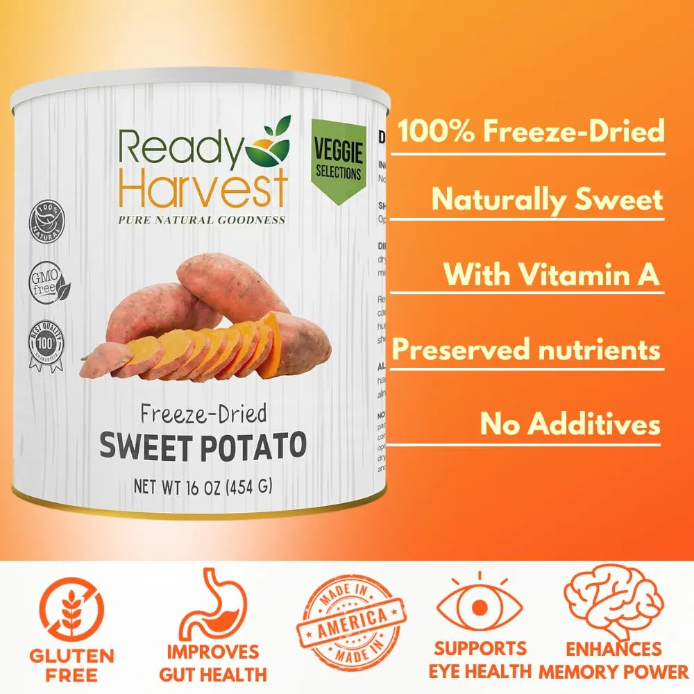 Ready Harvest Freeze-Dried Sweet Potatoes | Camper Must-Haves Camping Essentials | Hurricane Preparedness Items As Survival Food | Pantry Staples | #10 Can | 25-Year Shelf Life