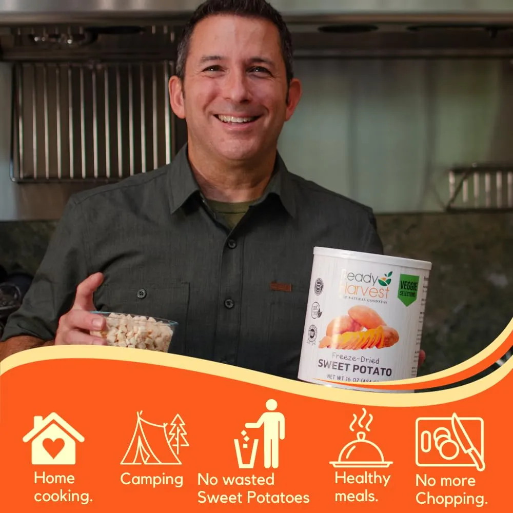 Ready Harvest Freeze-Dried Sweet Potatoes | Camper Must-Haves Camping Essentials | Hurricane Preparedness Items As Survival Food | Pantry Staples | #10 Can | 25-Year Shelf Life