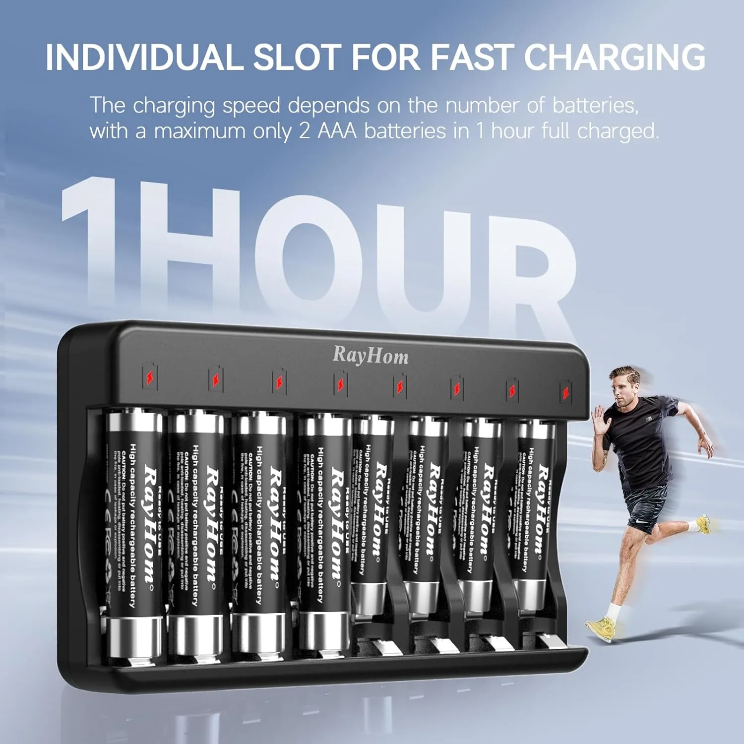 Rechargeable AA Batteries with Charger - 16Pack 2800 mAh High Capacity Ni-MH Rechargeable Double A Batteries, 2Pack 8 Slots Battery Charger for Ni-Mh/Ni-Cd Rechargeable Battery