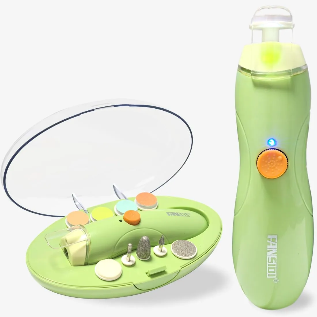 Rechargeable Baby Nail Trimmer, FANSIDI Baby Nail File Safe Baby Nail Filer Electric with 13 Replacement Pads, Trim Polish Grooming Kit for Newborn Infant Toddler or Adults Toes Fingernails Care