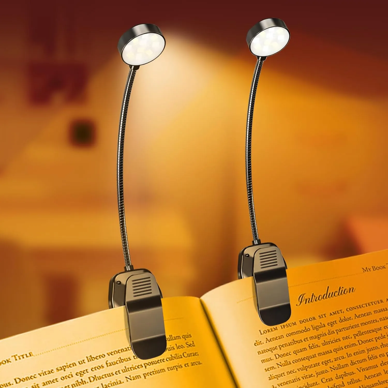Rechargeable Book Reading Light - Adjustable Brightness, 3 Color Temperatures, 30  Hours Runtime - Eye Care 10 LED Lamp for Reading for Bed, 2 Pack