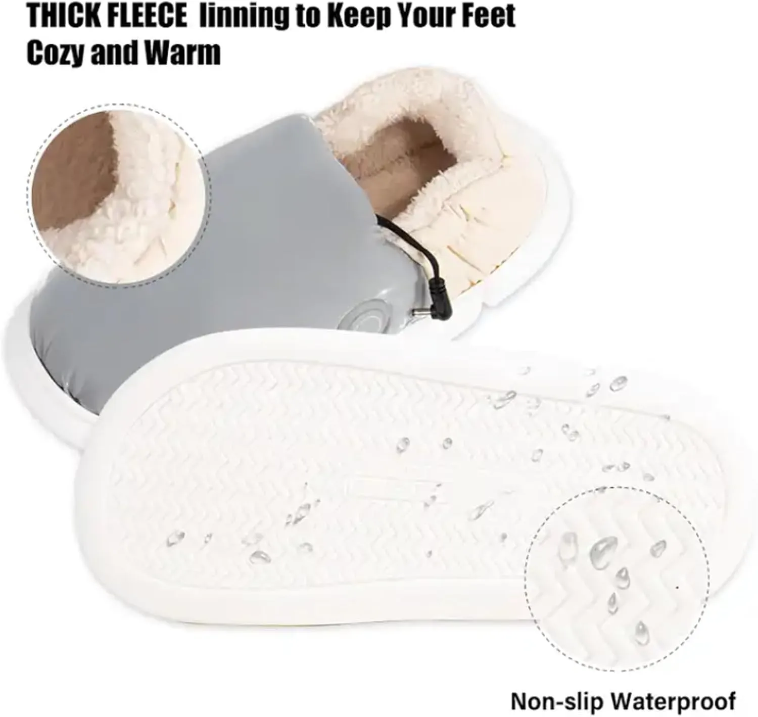 Rechargeable Heated Slippers Foot Warmer for Cold Feet, USB Heated Slippers Foot Warmer Shoes Lightweight House Slippers with 4000mah Battery Pack 3 Adjustable Temp Settings for Women Men(Size:38-39,C
