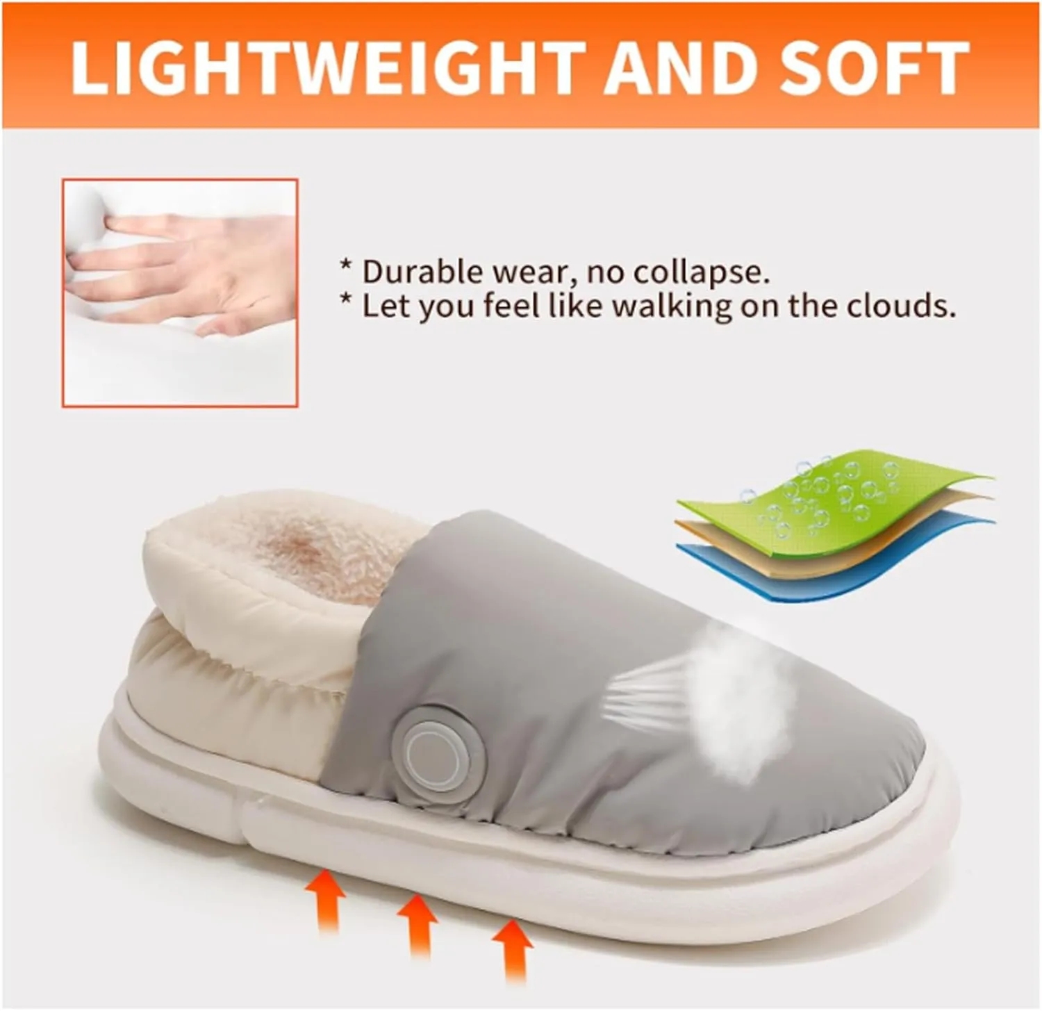 Rechargeable Heated Slippers Foot Warmer for Cold Feet, USB Heated Slippers Foot Warmer Shoes Lightweight House Slippers with 4000mah Battery Pack 3 Adjustable Temp Settings for Women Men(Size:38-39,C