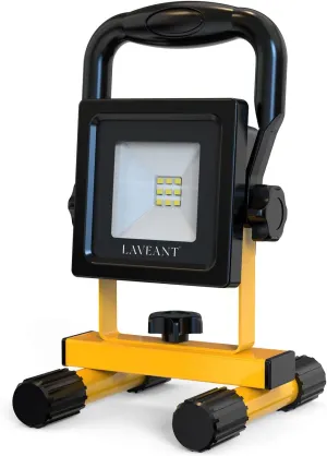 Rechargeable LED Work Lights,10W 2200mAh,600Lumens Portable Tiltable Waterproof Flood Lights with Stand, Men Tools for Outdoor Garage Emergency(10W Yellow)