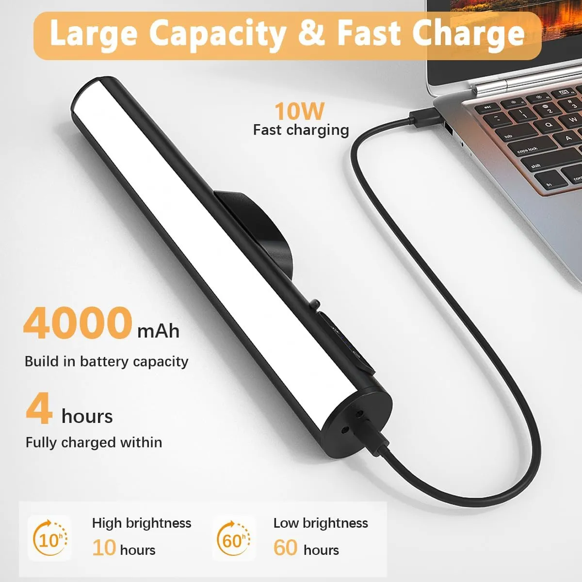 Rechargeable Magnetic LED Light Bar with Remote, Under Cabinet Lighting Wireless, Battery Powered Operated Wall Strip Lights, Dimmable Desk Lamp for Shelf Closet Picture Kitchen - Black