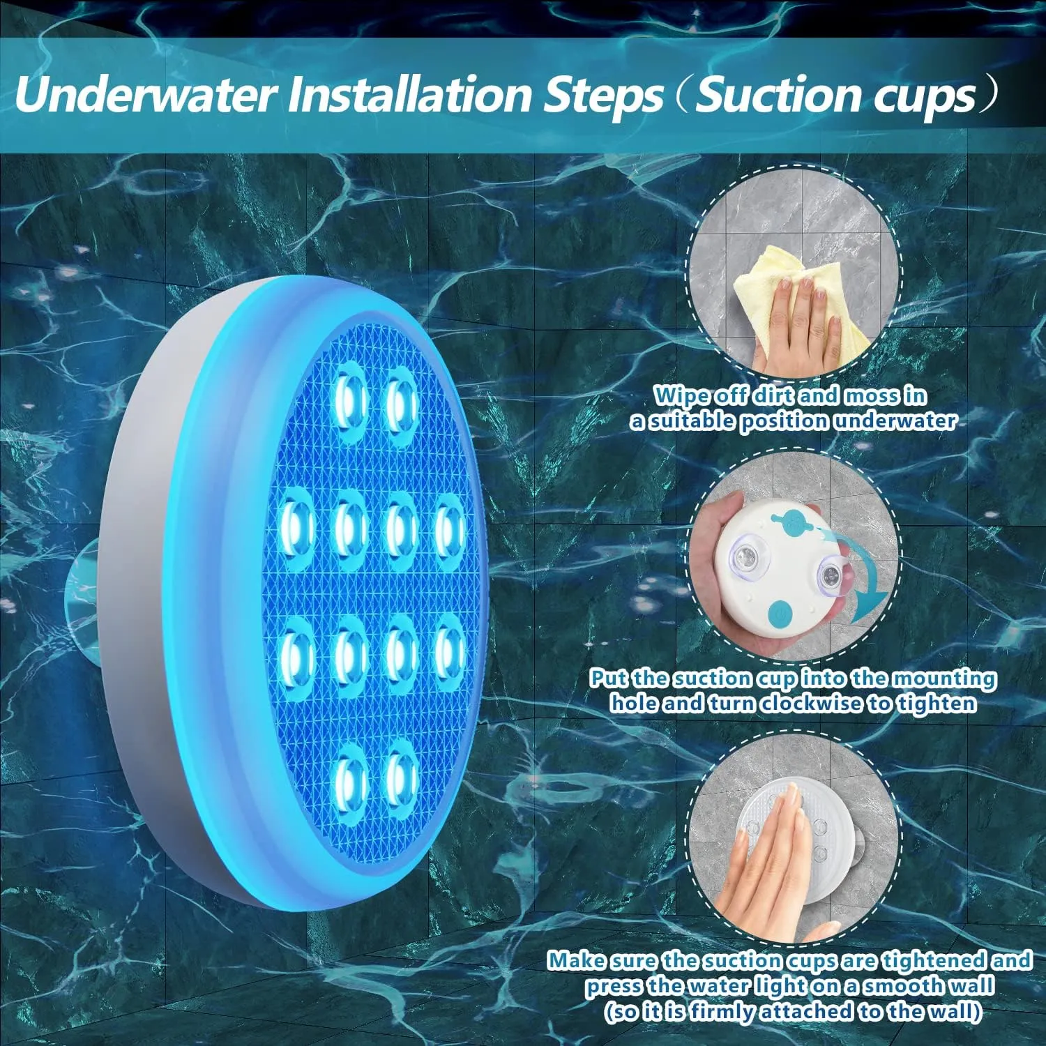 Rechargeable Pool Lights Submersible LED Lights with Remote, IP68 Waterproof Underwater Lights,16 Color Changing Floating Light with Magnet, Suction Cups for Pool,Pond,Party (2-Pack)