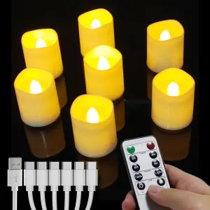 Rechargeable Tea Lights with Remote Timer, Battery Operated Flameless Votive Tea Lights Candles, USB Tealights Candles for Home Decor Seasonal Decor, Dia 1.5‘’ X H 1.7'', 6-Pack
