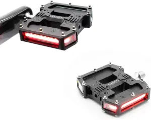 REDSHIFT ARCLIGHT PRO Flat Bicycle Pedals with LED Lights, Auto On-Off, 36  hr Battery, USB Rechargeable, Weatherproof, Flat Aluminum Bike Pedal with 9/16in Steel Spindle and Traction Pins
