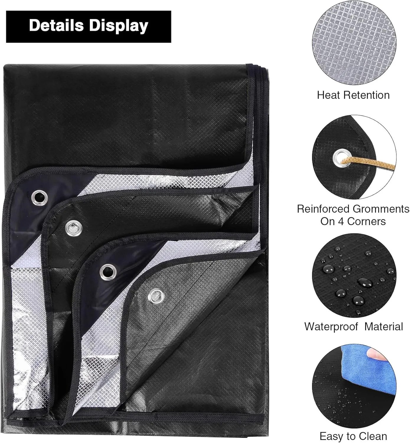 RedSwing Heavy Duty Reflective Survival Space Blanket, Multipurpose Emergency Thermal Blanket for All Weather, Black