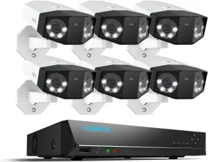 REOLINK Duo 3 PoE 16MP UHD Dual-Lens PoE Security Camera with 180° Panoramic View, Motion Track, F1.6 Color Night Vision, 6X Duo 3 PoE Bundle with POE NVR RLN16-410, 16CH Video Recorder