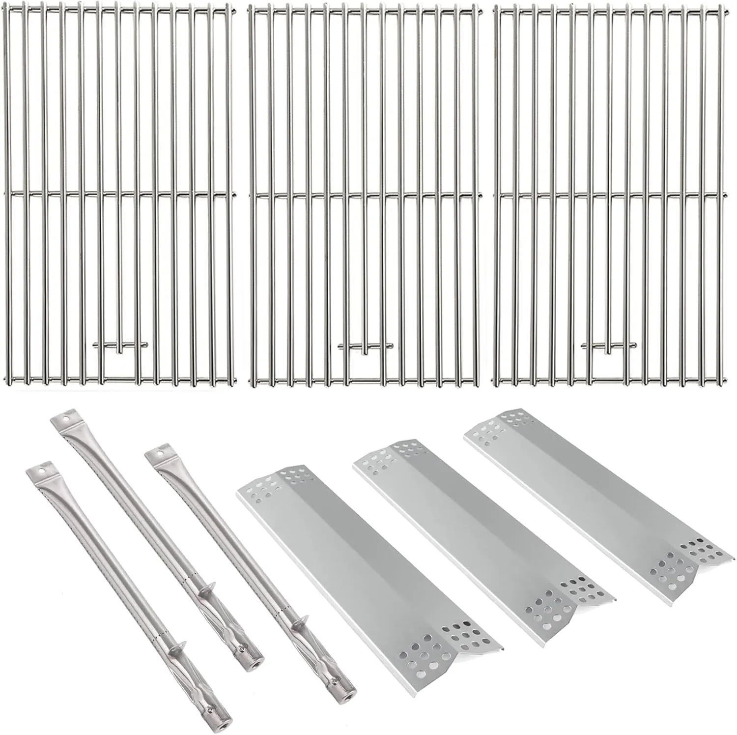 Replacement Kit for Kitchen Aid 720-0787D 730-0787D 720-0953 730-0953 720-0953L, 7MM Solid Stainless Steel Cooking Grates, Burner and Heat Plates Replacement Parts for Kitchen Aid Gas Grill