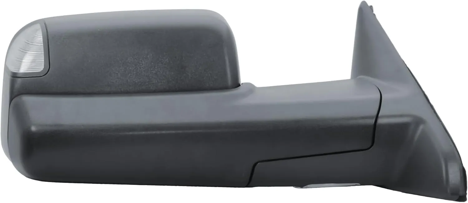Replacement Passenger Right Side Door Towing Mirror Black Cover Power and Heated Glass with Turn Signal Light and Puddle Light Manual Folding and Temperature Sensor For Ram 1500 2500 3500 2009-2018