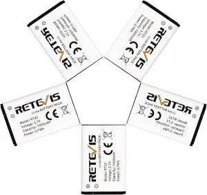 Retevis RT22 RT22S RT15 RT19 walkie talkies Battery Original 3.7V Li-ion Battery 1000mAh Compatible RT22 RT22S RT15 RT19 WLN KD-C1 Walkie Talkies (5 Pack)