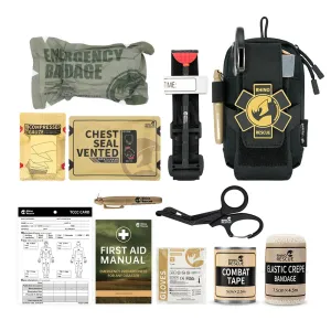 RHINO RESCUE EDC Pouch First Aid Kit – Tactical Survival Trauma Kit for Camping & Hiking