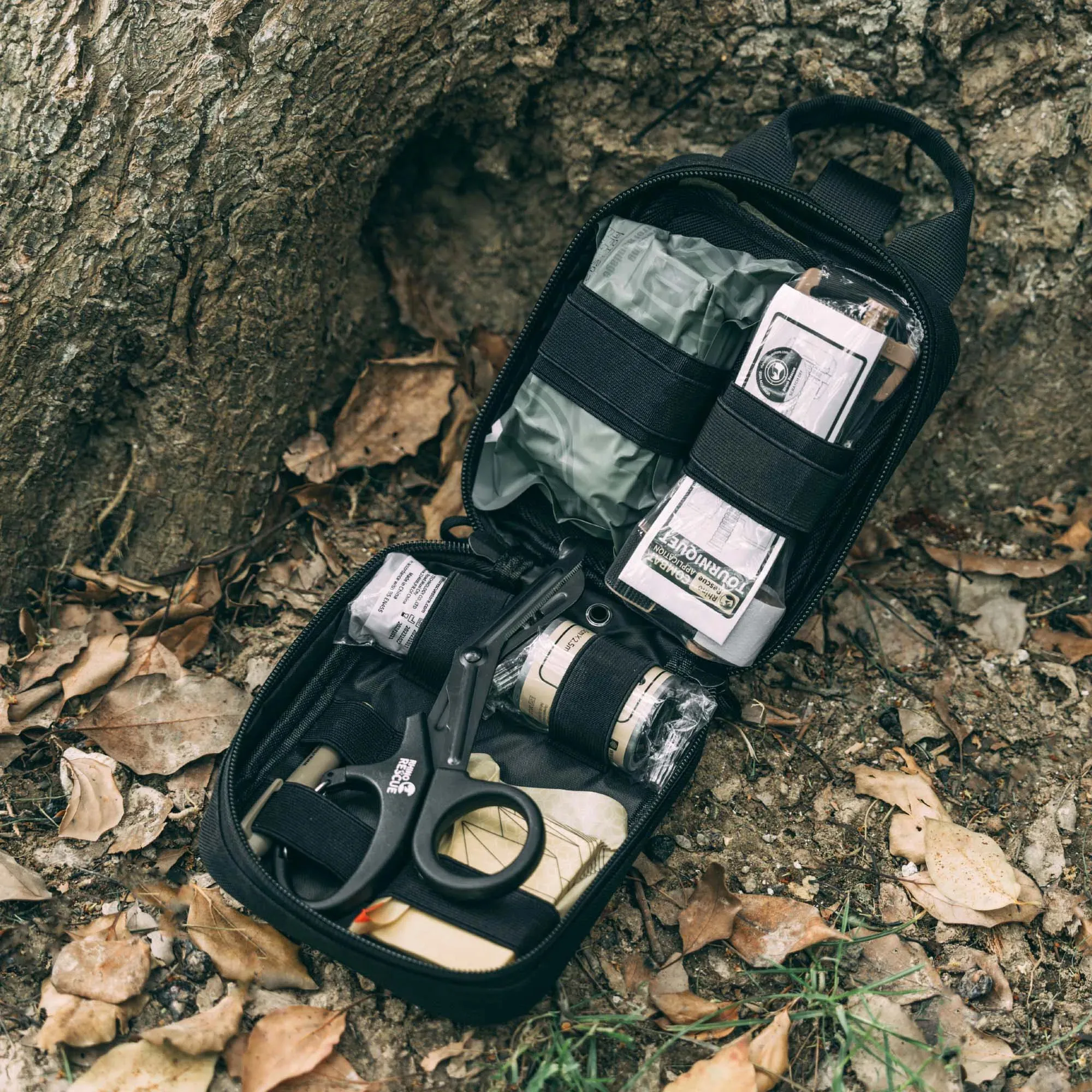 RHINO RESCUE EDC Pouch First Aid Kit – Tactical Survival Trauma Kit for Camping & Hiking