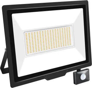 RIGIDON 200W Motion Sensor Light Outdoor 20000LM Super Bright LED Flood Outdoor Lights 4000K Daylight Warm White IP67 Waterproof Security Lights for Garden, Garage, Yard(Warm White, 200W)