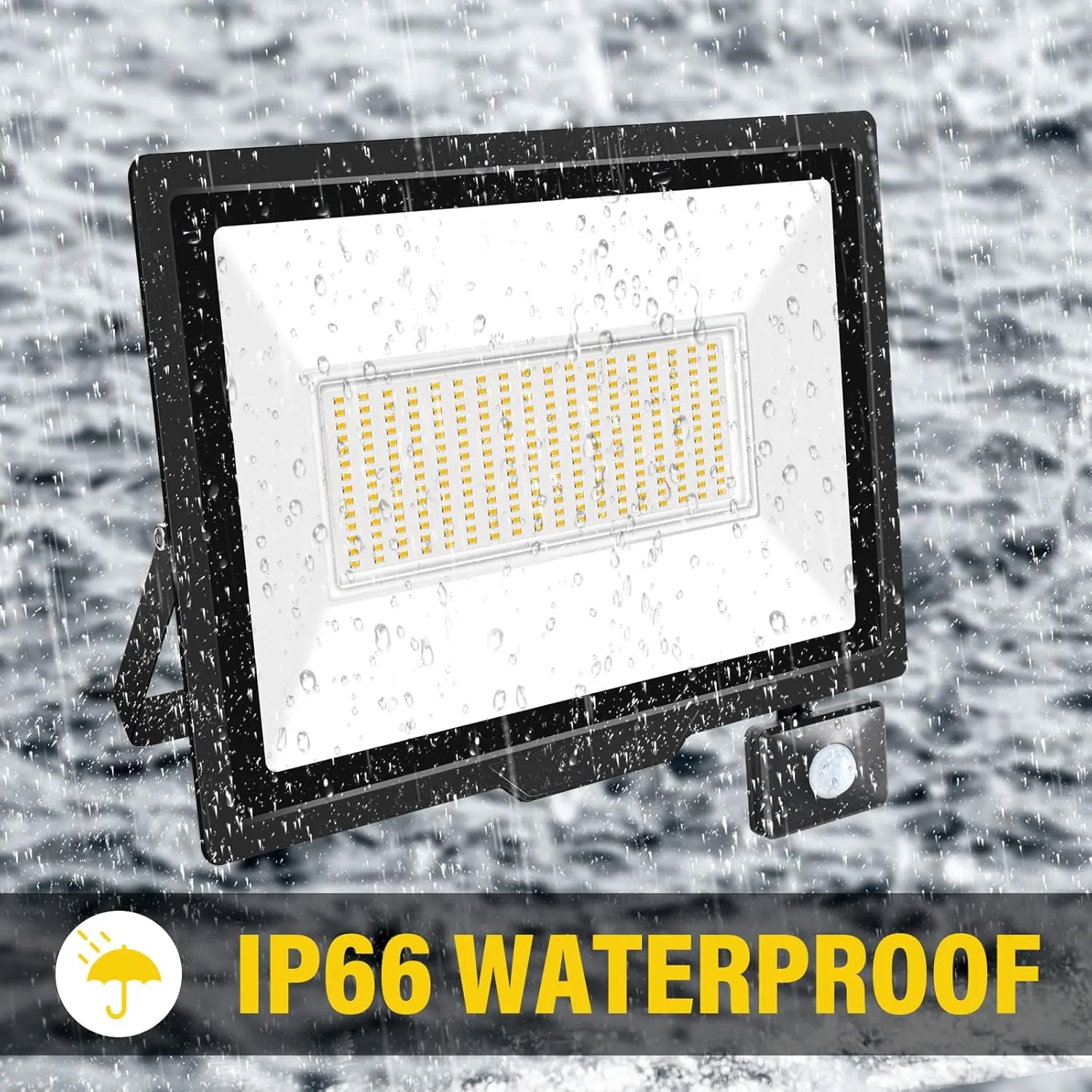 RIGIDON 200W Motion Sensor Light Outdoor 20000LM Super Bright LED Flood Outdoor Lights 4000K Daylight Warm White IP67 Waterproof Security Lights for Garden, Garage, Yard(Warm White, 200W)