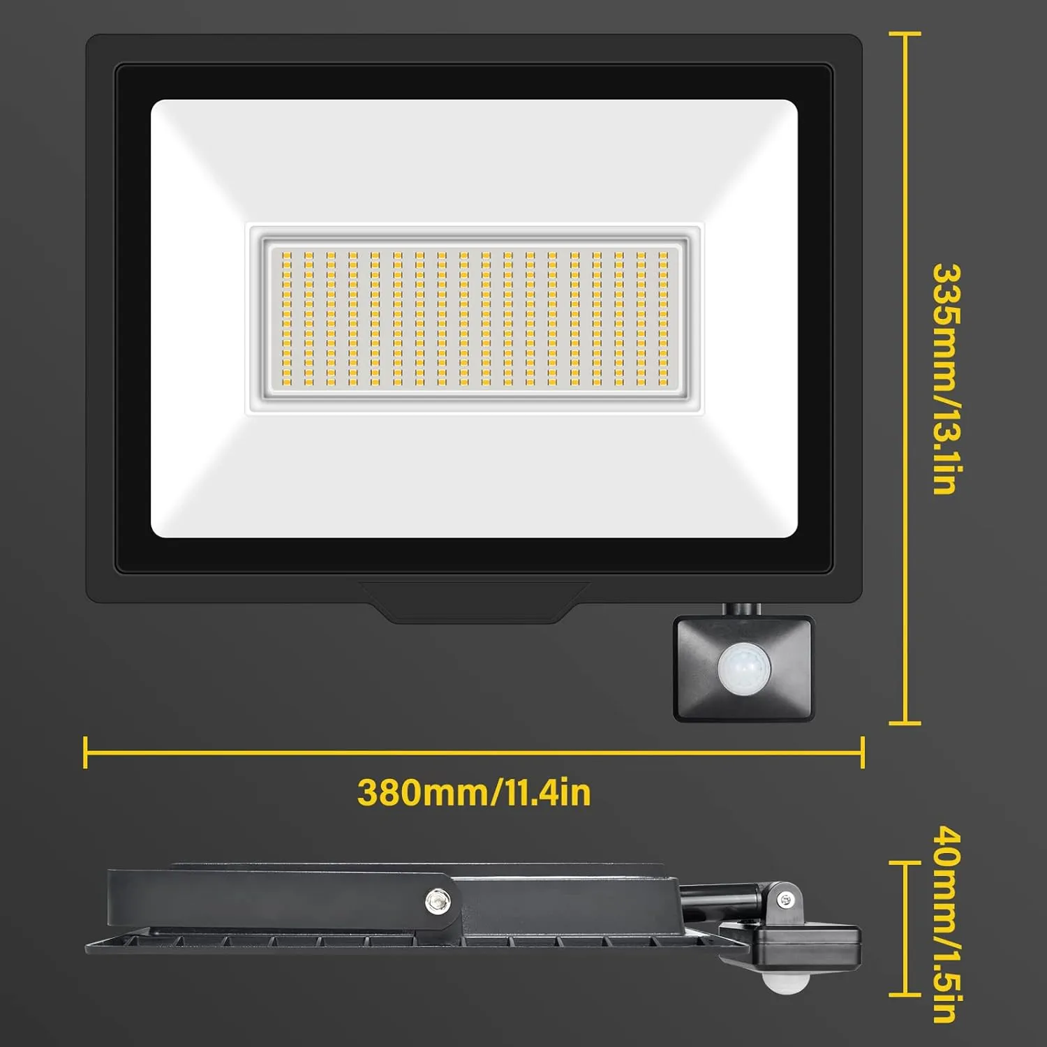 RIGIDON 200W Motion Sensor Light Outdoor 20000LM Super Bright LED Flood Outdoor Lights 4000K Daylight Warm White IP67 Waterproof Security Lights for Garden, Garage, Yard(Warm White, 200W)