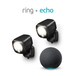 Ring Smart Lighting – Spotlight, Battery-Powered, Outdoor Motion-Sensor Security Light, Black (2-pack)   Echo (4th Gen)