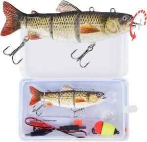 Robotic Swimming Fishing Electric Lures 5.12" USB Rechargeable LED Light Wobbler Multi Jointed Swimbaits Hard Lures Fishing Tackle