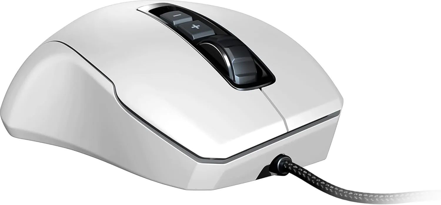 ROCCAT Gaming Mouse, Kone Pure SEL Bulk Edition, Wired PVC, White/White, Optical, 5K, Side Buttons, 3.1 oz (88 g), RGB, Windows 7 or Later