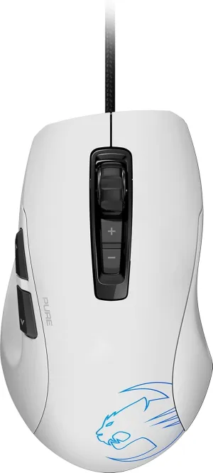 ROCCAT Gaming Mouse, Kone Pure SEL Bulk Edition, Wired PVC, White/White, Optical, 5K, Side Buttons, 3.1 oz (88 g), RGB, Windows 7 or Later