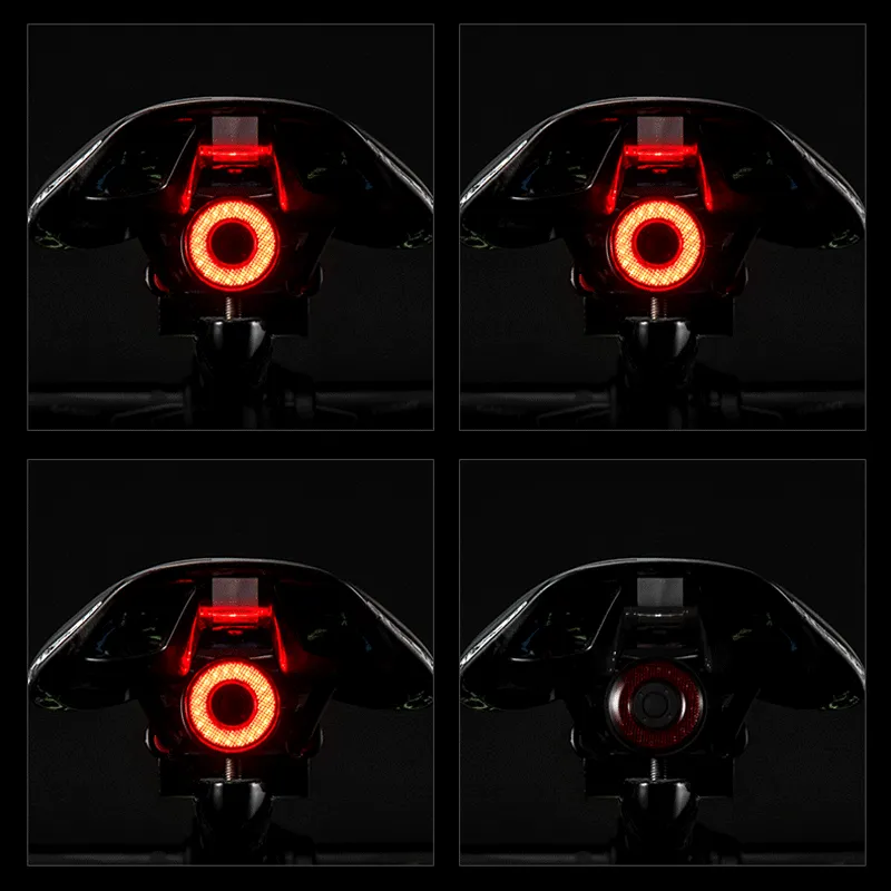 ROCKBROS Q5 Smart Brake & Tail Light - USB Rechargeable, Waterproof