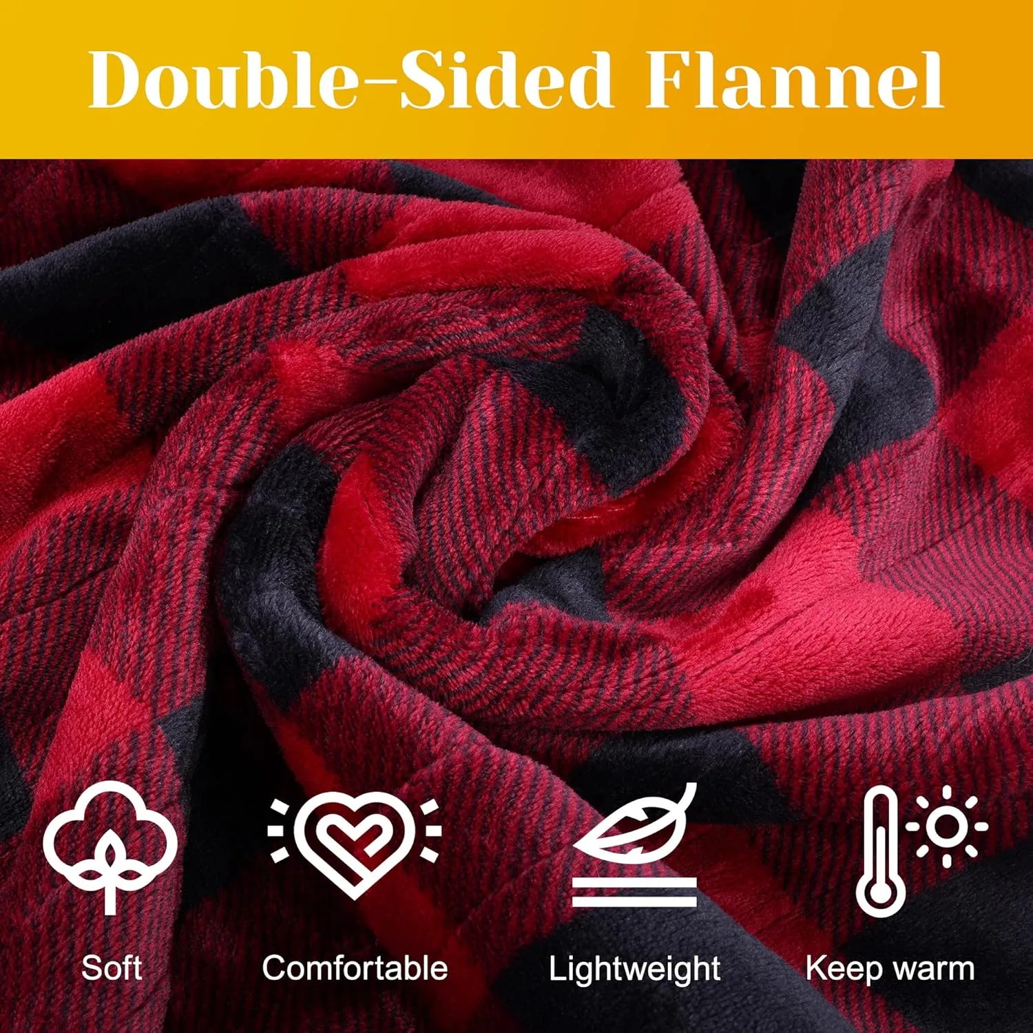 RoyalCraft Heated Blanket 50" x 60", Fast Heating Thorw with 10 Heating Levels & 0.5-12 Hour Auto-Off, ETL Certified, Machine Washable, 5 Year Warranty, Black & Red