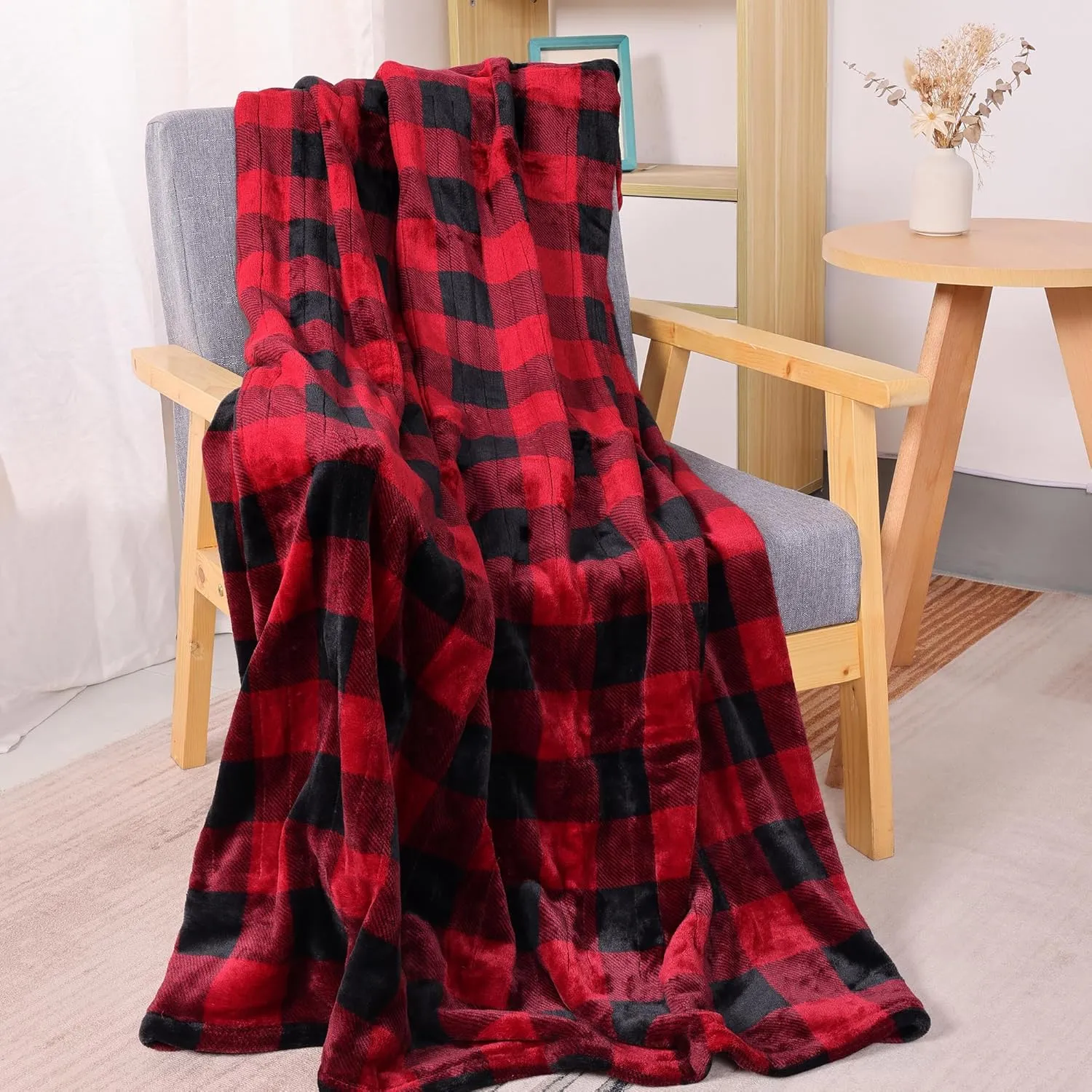 RoyalCraft Heated Blanket 50" x 60", Fast Heating Thorw with 10 Heating Levels & 0.5-12 Hour Auto-Off, ETL Certified, Machine Washable, 5 Year Warranty, Black & Red